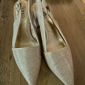 Franco Sarto Shimmering Gold Slingback Heels